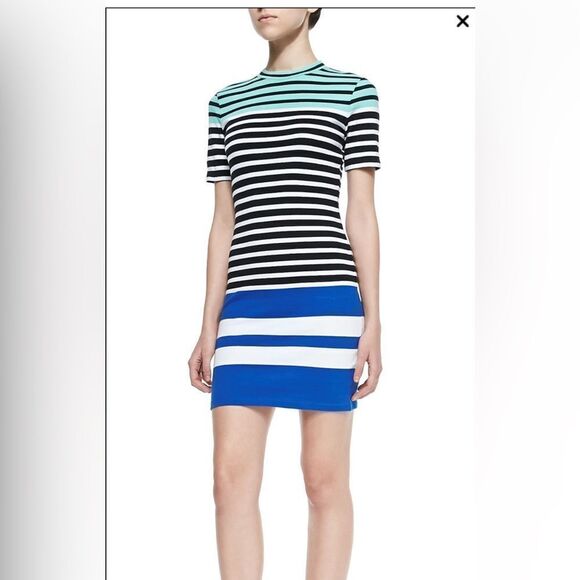 T by Alexander Wang Multi-Stripe Fitted Knit Dress - Picture 1 of 5